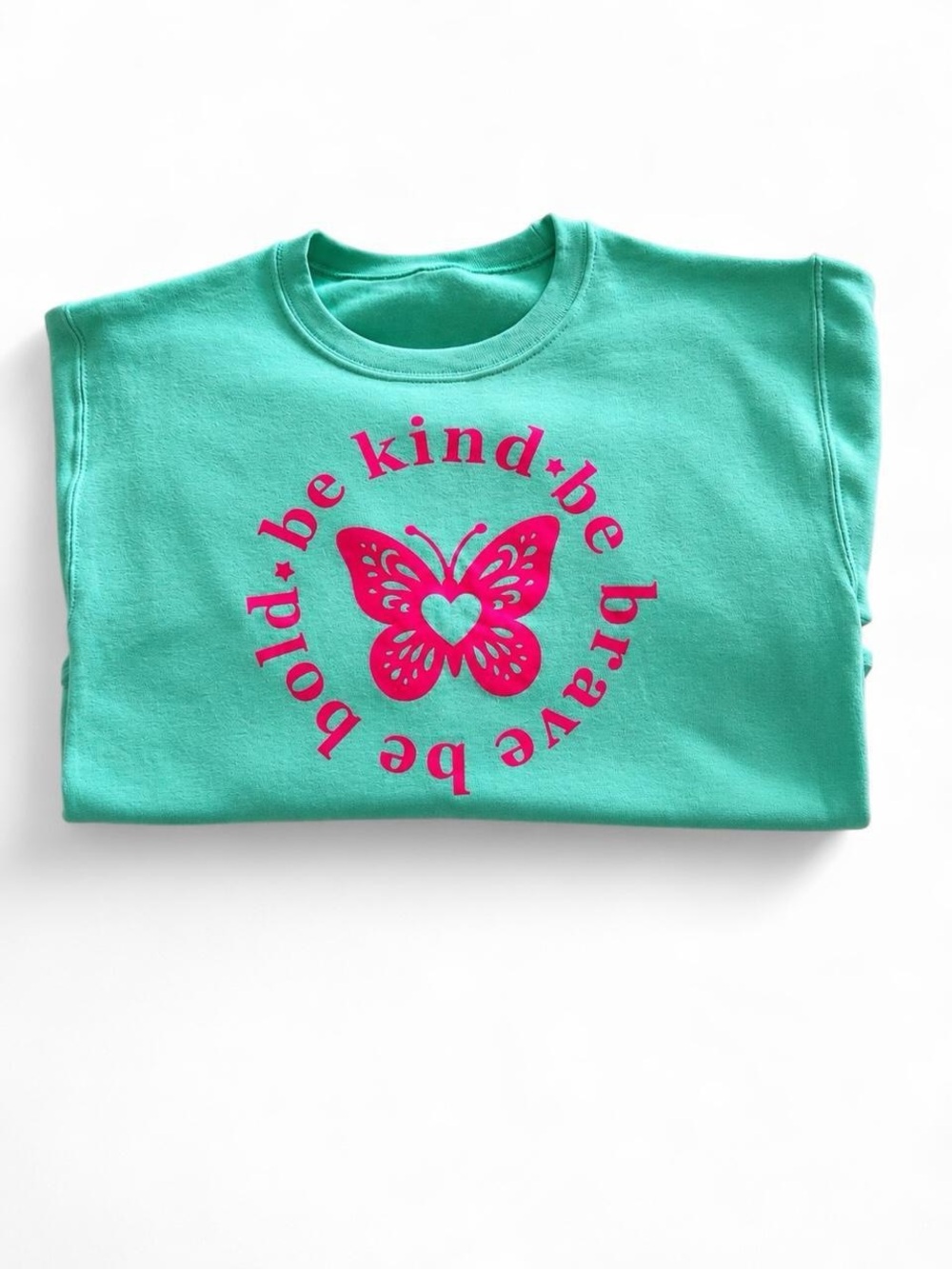 Women’s Turquoise Butterfly Graphic Sweatshirt- Be Kind